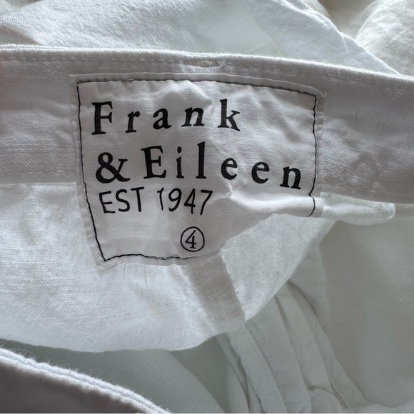 Frank & Eileen Kinsale White Linen Performance Pant Frayed Ankle Hem Trousers 4 - Picture 8 of 8